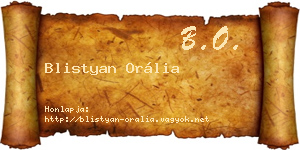 Blistyan Orália névjegykártya
